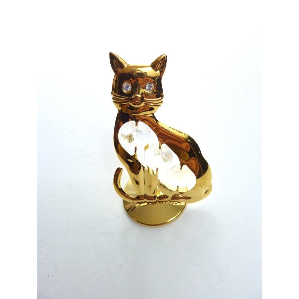 Vintage 24Kt Plated Cat with Austrian Crystals Light Catcher